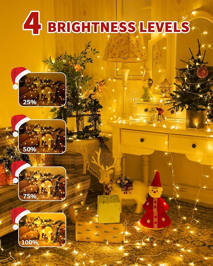 1200 LED 403FT Christmas Lights String Outdoor Indoor, Warm White Xmas Tree Lights, Plug in Twinkle Fairy Light with Remote Timer Dimmable for Room Yard Holiday Party Wedding Camping Decor