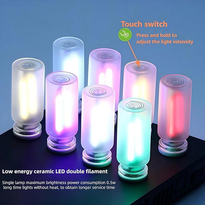 Retro Car Lamp, Touch-Adjust USB LED Automotive Lights, Plug-in Night & Ambient Bulb for Vehicles, Bedroom, Hallway, Desk, No-Pole Dimming (Frosted Blue Light)