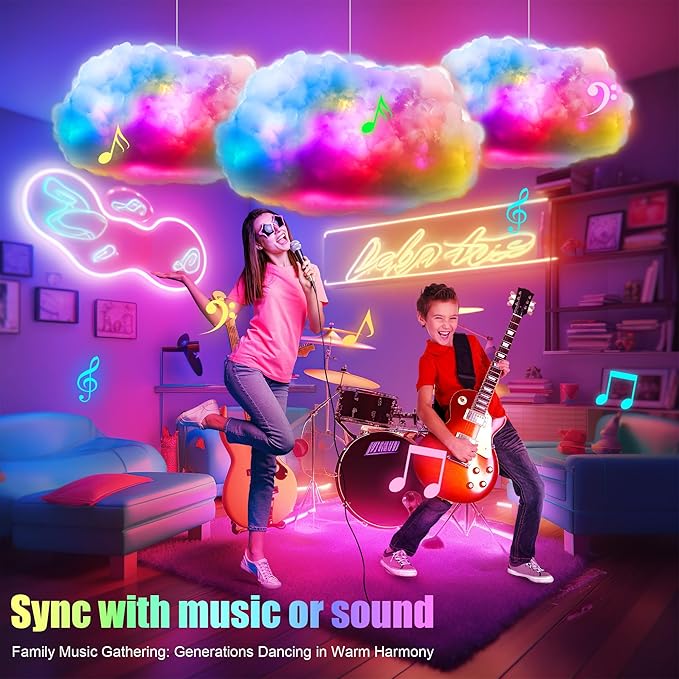 ViLSOM LED Cloud Light, RGB Cloud Lamp with IC Remote Control and APP Control Cool Lights Sync Music Color Changing Led Lights for Bedroom Ceiling Adults and Kids Modern Home & Room Decor