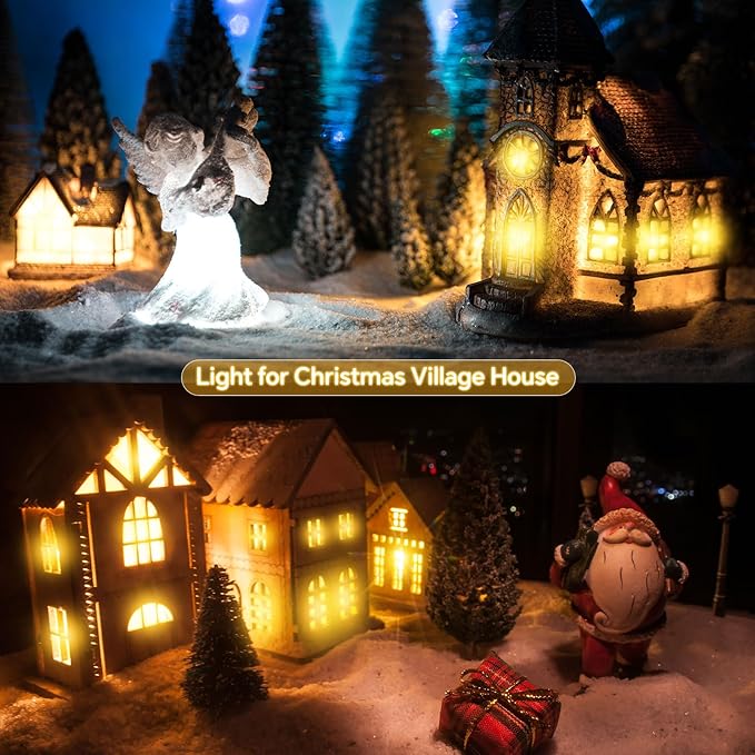 Leelosp 8 Pack Accessory Cord with 1 LED Light Bulb, 4.9 FT Christmas Village Blow Mold Light Cord E12 Clip-On Socket with Double Fuse for Halloween Pumpkin DIY Holiday Decorations
