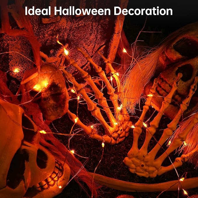 Blingstar USB Powered Fairy Lights, 2 Pack 33Ft 100 LED, Flexible Silver Wire, Mini String Lights for Halloween/Christmas Tree/Stage/Party/Holiday Indoor Decoration, Orange