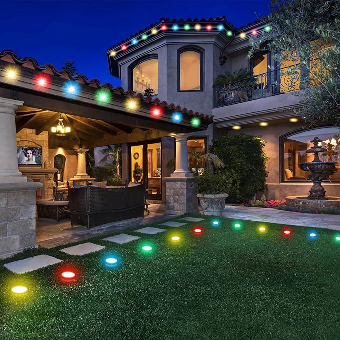 100 FT Permanent Outdoor Lights, Waterproof 2-in-1 Eaves & Ground Stakes LED String Lights with App/Remote Control for House, Garden– Smart Color-Changing Lighting for Halloween Christmas Decorations
