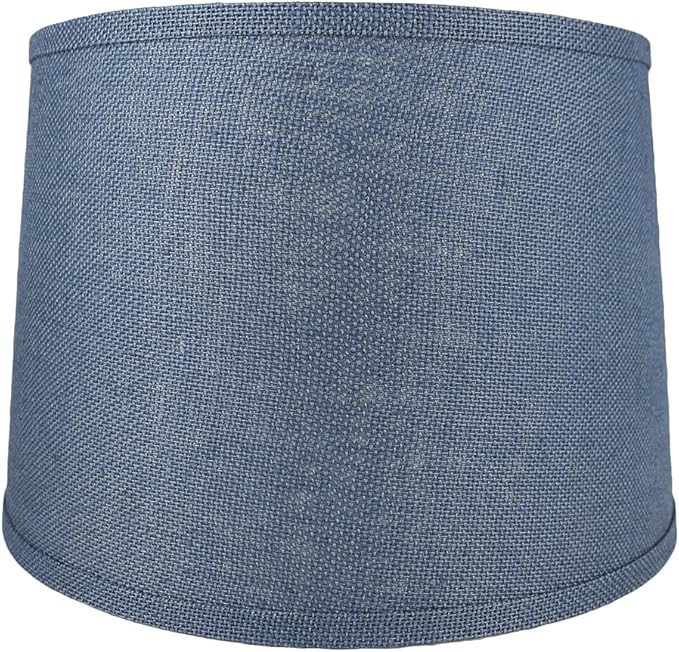 Urbanest French Drum Burlap Lampshade, 14-inch by 16-inch by 11-inch, Denim Blue