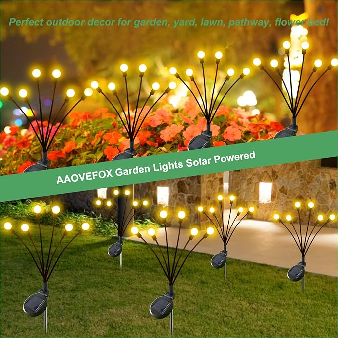 Solar Lights Outdoor, 6 Pack Solar Garden Lights, Firefly Lights, Garden Decorations for Yard Patio Pathway Lawn, Gifts for Mom Women