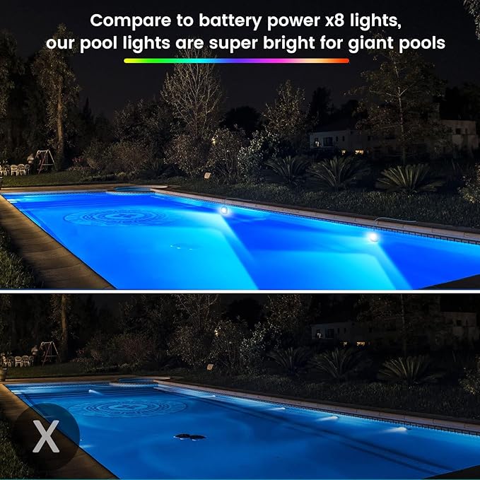LyLmLe LED Pool Lights for Above Ground with APP Control, 20W Smart RGB Magnetic Underwater Lights with Timer, 800lm Dimmable, IP68 Waterproof 12V Submersible Light for Inground Aboveground Pools