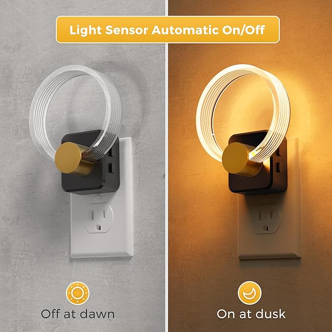 L LOHAS LED Night Lights Plug into Wall, Changing RGB Night Light with Dusk to Dawn Sensor, 180° Rotatable Acrylic Nightlight Plug in Wall for Halloween, Christmas, Holiday, Hallway