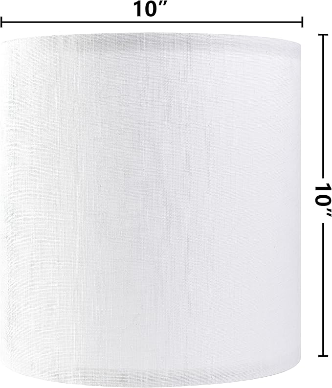 Small Lamp Shades Set of 2 Drum White Texture Lampshades for Table Lamps Wall Lamps-10"× 10"× 10" (Spider),Required Assembly-Cylindrical Lampshade for Pendant Light/Chandelier-By GO&SO
