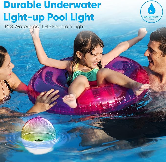 Pyle Floating Pool Lights - Solar Pool Light with 3 Color Changing Lights - Waterproof IP68, Rechargeable Color Changing LED Night Light, Party Décor for Swimming Pool, Indoor & Outdoor