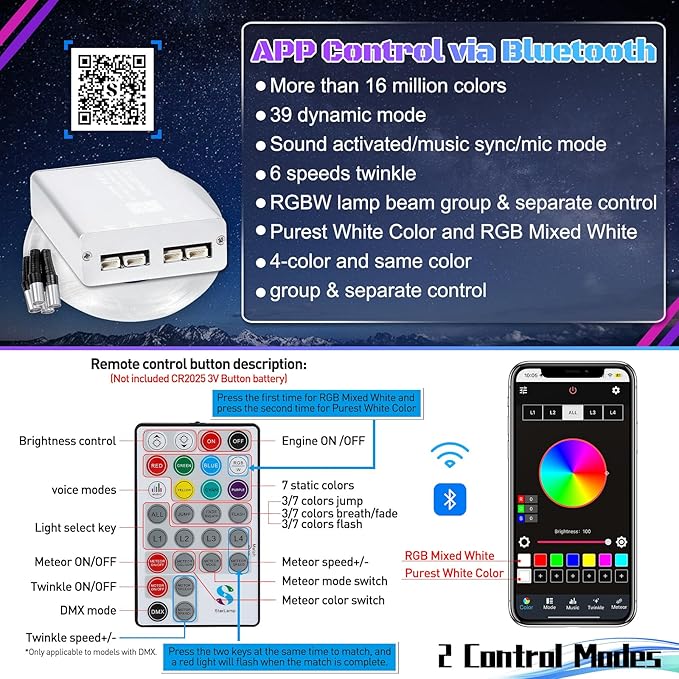 Split 4 Colors 12W Car Starlight Headliner Kit 700pcs*0.02in*9.8ft with APP&RF Remote,RGBW Fiber Optic Strands Star Roof Lights,4 Port Engine Sound Activated Star Ceiling Lights for Car/Home Decor