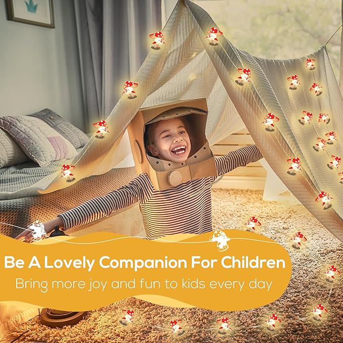 ITICdecor Mushroom Decor Cute Mushroom Fairy Lights with Timer 10FT 30LEDs Mushroom String Lights Gifts for Kids Room Decor Birthday Christmas Party Wedding Home Decoration