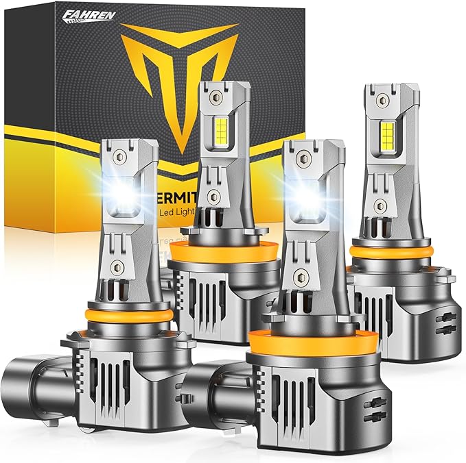 FAHREN H11 9005 Led Bulbs Combo 100000LM Intense Brightness H8/H9 HB3 Bulbs，6500K Cool White, 1:1 Mini Size, Quick Install, Plug and Play, Pack of 4 (2025 Updated)