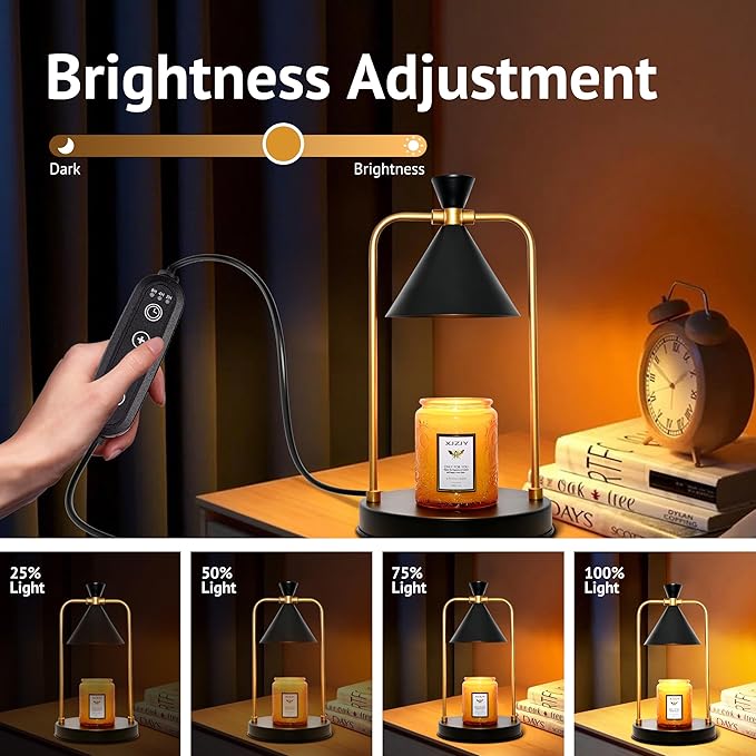 Candle Warmer Lamp with Timer Dimmer,Unique Birthday Gifts for Women Mom,House Warming Gifts New Home Room Decor,Wax melt Warmer for Scented Wax Jar Candles,Black-Large