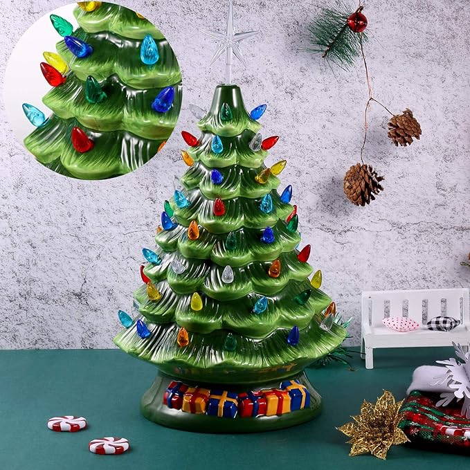 Boao 100 Pieces Ceramic Christmas Tree Bulbs and 5 Stars Replacement Plastic Bulbs for Ceramic Christmas Tree Decorations(4.7 mm Diameter,Assorted Color)