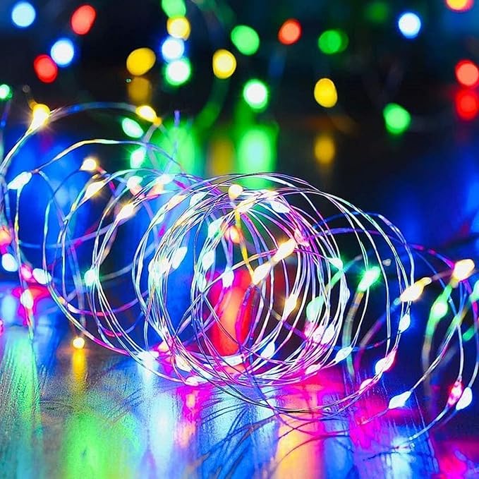 LAMPHOME 100 LED 33FT Multicolor Fairy Lights Battery Operated with Remote, Mini Starry String Lights Multi Functions & Timer,Twinkle for Christmas Home Bedroom Wedding DIY Centerpiece Decor