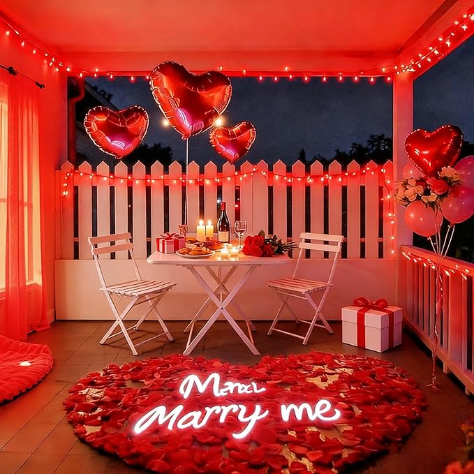 LAMPHOME Red Valentines Day Decor Lights,150 Count 31.9FT Mini Valentine's Lights,Red Christmas String Fairy Lights Outdoor Indoor Plug in for Room Party Wedding Tree Valentines Day Decorations