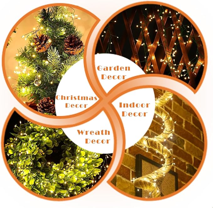 ITICdecor Solar Powered String Lights Outdoor 9.8FT 120 LED Waterproof Firecracker Fairy Lights with 8 Modes Green Copper Wire for Christmas Garden Wedding Patio Garden Yard Decor