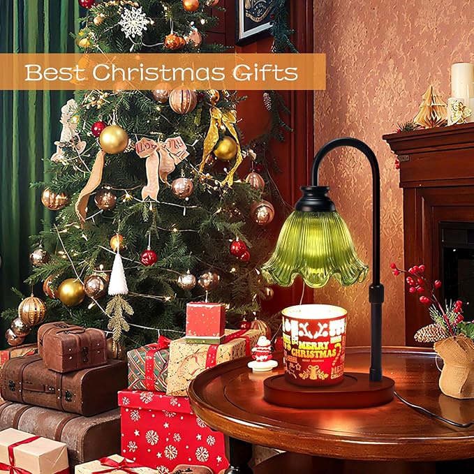Candle Warmer Lamp with Timer: Birthday Gifts for Women, House Warming Gifts New Home Decor – Height Adjustable Candle Lamp for Mom, Anniversary - Walnut Solid Wood Base, with 2 Bulbs