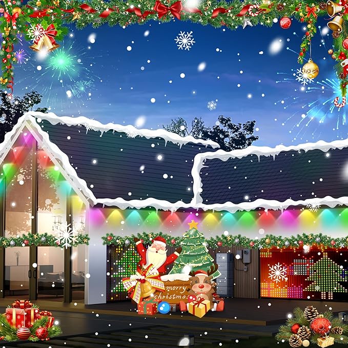 MUCCCUTE Permanent Outdoor Lights for Easter100ft RGB + IC Eaves Lights with App & Remote Control, Outdoor String LED IP67 Waterproof for Holidays New Year July 4th Roof Eaves House Garden Decor