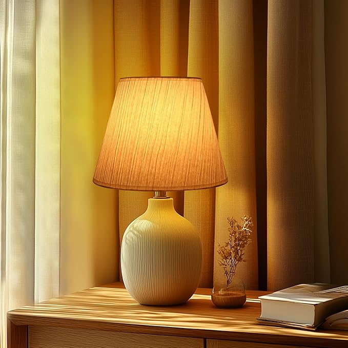 ALUCSET Small Lamp Shade, ALUCSET Barrel Paper Lampshade for Table Lamp and Floor Light, 6x10x7.5 Inch,Natural Linen Hand Crafted, Spider (paper)