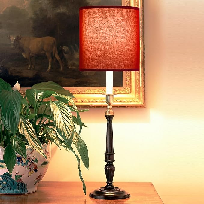 GOSO Small Drum Lampshades Burgundy Retro Red 2 pcs, 10" ×10" Spider Modern Lamp Shades for Wall Lamps,Bedside Lamps and Table Lamps for Bedroom Decoration Replacement,DIY Shade Simple Assembly