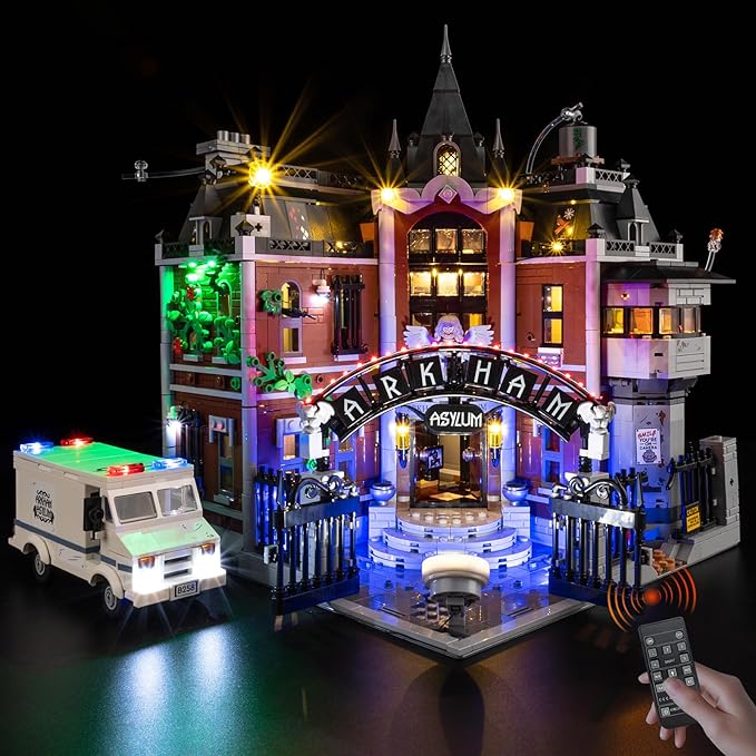 BrickSoul Advanced RC Light Kit for Lego Arkham Asylum 76300 Building Set | Upgraded Wireless ON/Off & Dimming & Zonal Lighting with Hidden Cable Tech | Easy Install (76300 Set NOT Included)