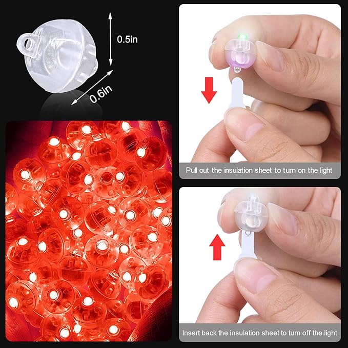 100PCs Mini Led Lights with Hook, Waterproof Round Tiny Led Light for Party Decorations Neon Party Light, Red-Blinking Lights