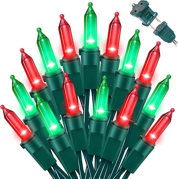 LAMPHOME 100 Mini LED Count Red and Green -String Lights - 21.6FT LED Christmas Lights, Mini led Lights for Outdoor Home Holiday Party Wedding Independence Day Decoration