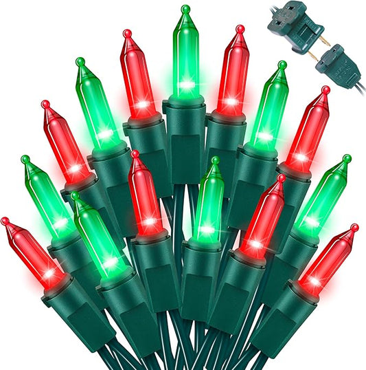 LAMPHOME 100 Mini LED Count Red and Green -String Lights - 21.6FT LED Christmas Lights, Mini led Lights for Outdoor Home Holiday Party Wedding Independence Day Decoration