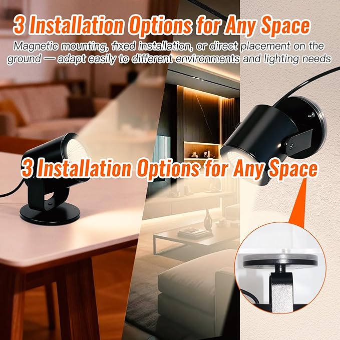 TAYSING LED Spotlight Indoor 5W USB Powered 360 Degree Rotating Mini Display Accent Light for Pictures Paintings Plants Shelves Cabinet Showcase, 2 Pack Soft White 3000K