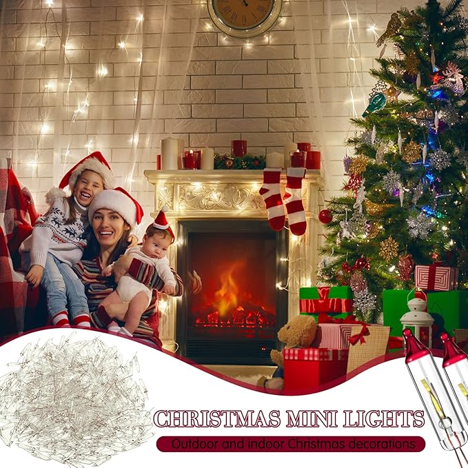 Ganeen Christmas Replacement Mini Incandescent String Light Bulbs Wire Flasher Bulbs 2.5 V 3.5 V Incandescent Flasher Bulbs, Christmas Lights Decor for Home Bedroom Xmas Tree(Warm White, 496 Pcs)