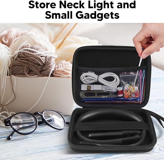Neck Reading Light with Storage Case:10-80Hrs Eye-Friendly Rechargeable Book Lamp, Knitting Crochet Accessories Sewing Craft Light, Mothers Day Gifts for Mom Wife Book Lovers Readers Knitters Crafters