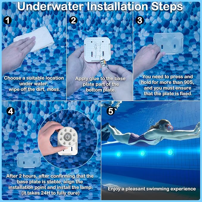Underwater Pool Lights for Above Ground Pools and Inground Swimming Pools with Remote Timer Off, Magnet RGB Submersible LED Lights Rechargeable Spotlight 16 Colors 9-Mode, Hot Tubs, Fountain -4Pack