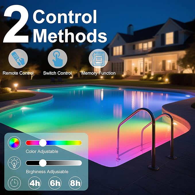 Pool Lights for Inground Pool LED Pool Light Bulb for Above Ground Swimming Pool – LED Pool Lights for Inground Pool, 120V Spa Light Bulb E26 Base, Multi-Color & Adjustable Brightness – Blue