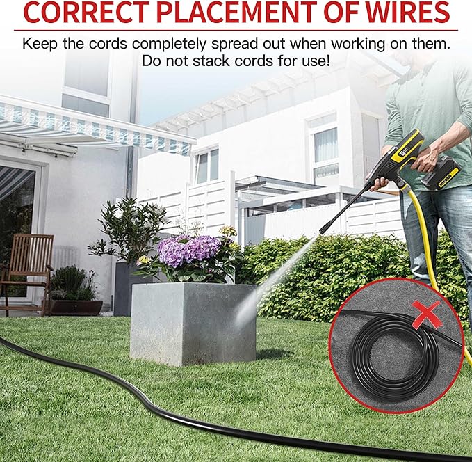 16/3 10A 125V 1250W 100 Ft Outdoor Extension Cord Waterproof, Weatherproof & Flame Retardant Black 3 Prong Power Cord Outside for Lawn & Garden, SJTW ETL Listed