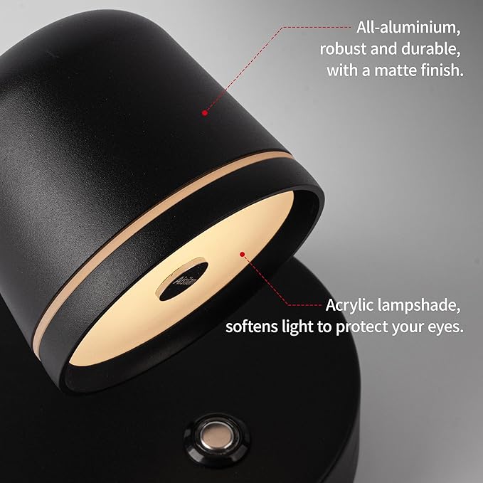 Aisilan Wall Sconce Set of 2, Hardwired Touch Dimmable Wall Light with 3 Color Temperatures, Adjustable 7W LED Wall Lamp CRI97, Modern Black Aluminum Sconce for Bedroom Bedside Hallway