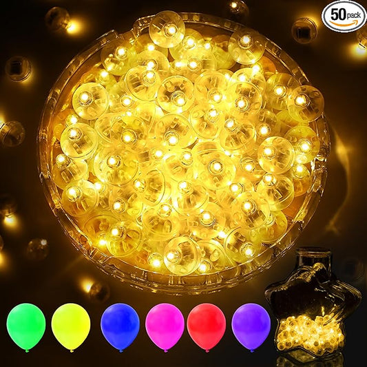 AIKEI 50pcs LED Balloon Lights,Mini Balls Lights Waterproof Mini Led Light for Paper Lantern Halloween Christmas Birthday Party Decoration for Indoor Outdoor Warm White