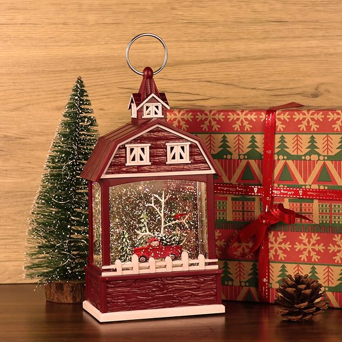 Eldnacele Musical Snow Globe Lantern with Timer, Lighted USB/Battery Operated Swirling Singing Water Glittering, Snow Globes Lamp for Adults and Kids Christmas Decoration- Car