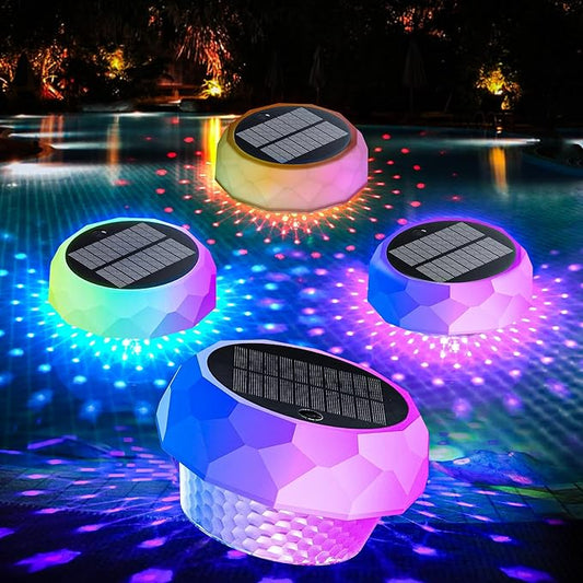 Floating Pool Light, Solar Rechargeable, Color-Changing IP68 Waterproof LED Solar Lights for Pools, Suitable for Garden Path and Party Decorations (1 Pack)