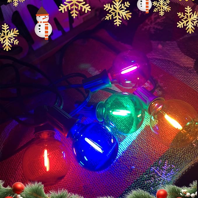 25 Pack Multicolor G40 LED Christmas Replacement Light Bulbs, Replacement Bulbs for Christmas String Lights, G40 Shatterproof Waterproof Dimmable Globe Lights Bulbs E12 Intermediate Base