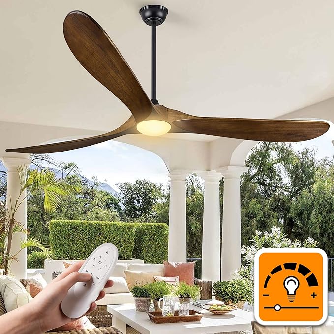 Haipeel 72 Inch Ceiling Fans with Lights, Wood Outdoor Ceiling Fan for Patio and Remote Control Rustic Propeller Large Ceiling Fans with Light Farmhouse Indoor Quiet High cfm, Oil Rubbed Bronze