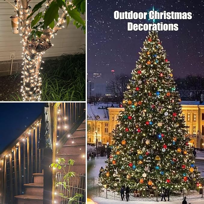 HISHINY Christmas Lights 100 Count Clear Christmas Tree String Lights with Green Wire for Outdoor Indoor Christmas Decorations Wedding Decorations Valentines Day Decor,UL Certified (32feet)
