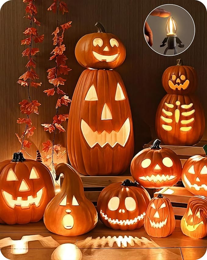 Christmas Village Lights, Decoration String Lights, Warm White, for Christmas Snow House, Pumpkin Crafts, Holiday Decoration, 6Ft with 1 C7 LED Bulb, 4Pack W06VLP405