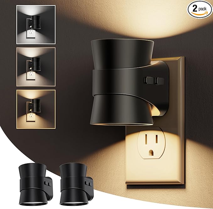 L LOHAS LED Night Lights Plug into Wall, Dimmable Night Light 2pack, 3CCT Adjustable Light Color and Brightness, Multi-Scenario use, for Living Room, Kitchen, Hallway, Bathroom