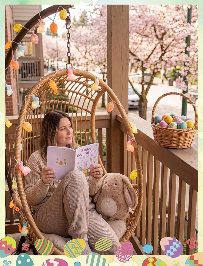 Multicolored Rabbit Cracked Egg and Carrot String Lights, 12FT LED Easter Fairy Light with 20 LED Rabbit Cracked Egg Carrot Lamps, Easter String Lights for Patio Balcony Bedroom Home Easter Decoration