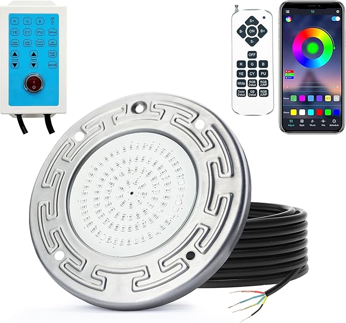 Pool Lights for Inground Pool, 20W 6 Inch LED Inground Pool Light with Controller, Remote and APP Control for Wet Niche, Color Changing Underwater Swimming Pool Lights with 150 Foot Cord