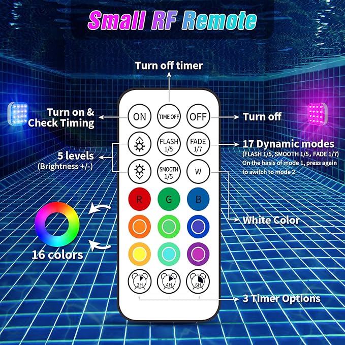 Submersible LED Lights with Remote, Waterproof Underwater LED Light Rechargeable Bettery 16 Color Changing Lamp Magnetic Floating Submersible Lights for Pool Vase Aquarium Decor (Ultra-Thin 4-Set)
