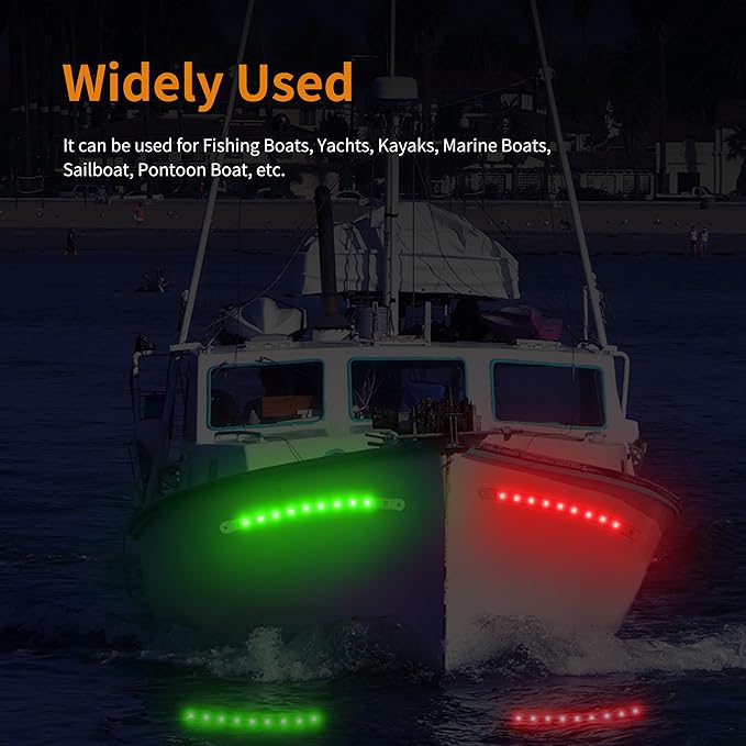 Boat Navigation Lights, Boat Red and Green Bow Lights Navigation Lighting for Boats Led Deck Lighting for Night Fishing, Yacht, Kayak, BassBoat, PontoonBoat