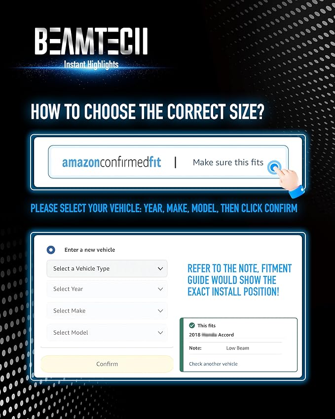 BEAMTECH 9005 H11 Bulbs, Fanless In Line HB3 H8 H9 Fog Light Bulb 6500K Xenon White Fog Light Of 4