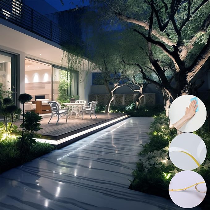 24V Diffused COB LED Strip Light 65.6ft (2 Rolls of 32.8ft), 6000K Cool White Outdoor Milky Silicone Waterproof, 11W/M CRI 93 LED Tape Lights with Power Supply for Bedroom Courtyard