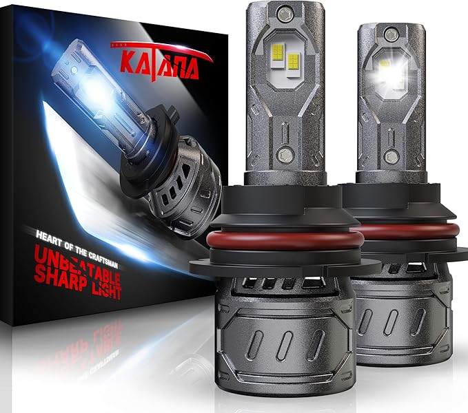 Katana 9007 Light Bulb, HB5 Bulb 400% Brightness 6500K White Plug and Play Mini Size Fog Light Bulb of 2